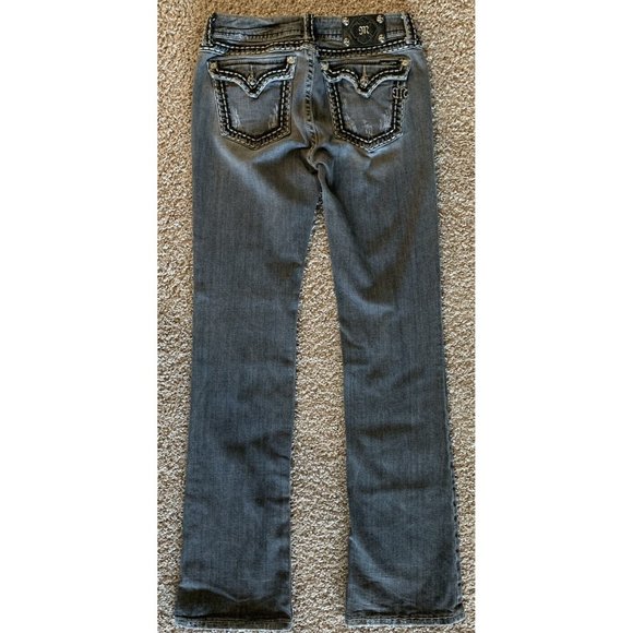 Miss Me Boot JP5014-2 Flap Pockets Thick Stitch Rhinestone Charcoal Size 30 Boot - Picture 12 of 14